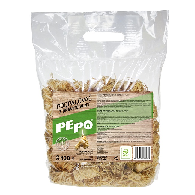 Podpalovač PE-PO s dřevité vlny