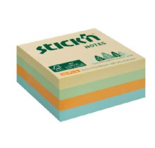 Samolepic� blo�ek kostka Stick'n by Hopax FSC, 76 x 76 mm, lu�n� mix, 400 l�stk�