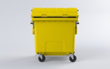 Kontejner na tdn odpad s kulatm vkem 1100 l, plastov, lut