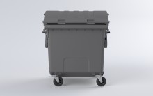 Kontejner na tdn odpad s kulatm vkem 1100 l, plastov, svtle ed