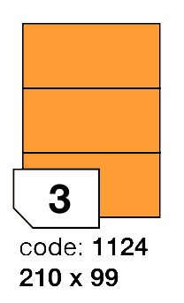 ETIKETY RAYFILM A4 ,fluorescentn� oran�ov�, 210 x 99mm, 100l po 3 etiket�ch, fluorescentn� oran�ov�
